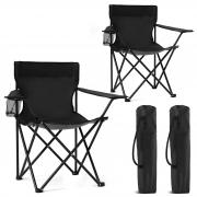 Warmtrip 2 Pack Portable Camping Chairs Folding Lawn Chair Outdoor Lightweight Beach Chair with Cup Holder & Carry Bag for Outside Sports, Fishing, Hiking, Travel, Picnic, Backyard (Black-Dark)